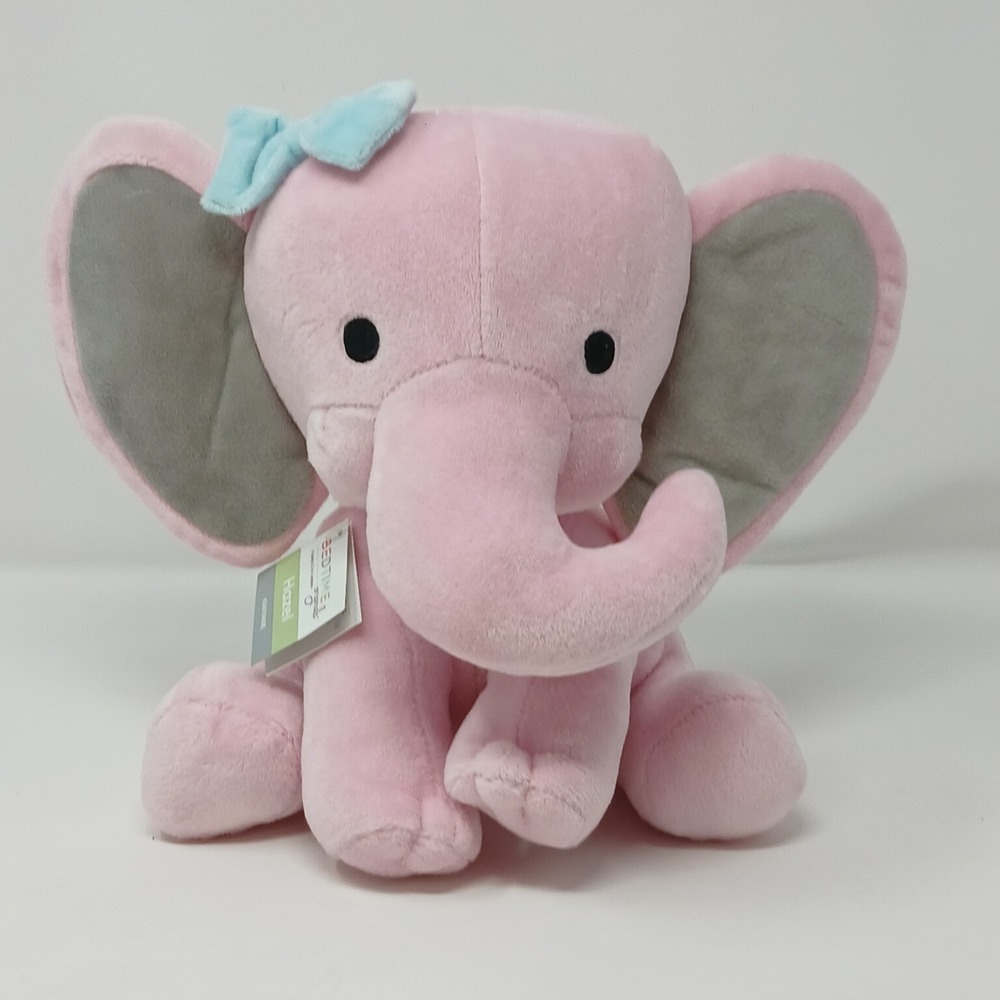 Lambs And Ivy Bedtime Originals Plush Elephant Pink Hazel Blue Bow 9" 2020 Toy